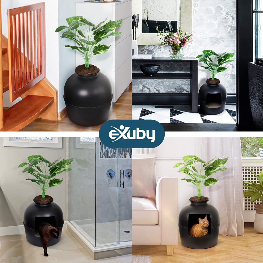 eXuby Hidden Litter Box for Cats - The Only Black Planter Furniture Litter Box on the Market - Easy to Assemble and Clean - Black Charcoal Filter Eliminates Odor - Guests Will Never Know What it is!