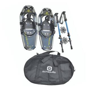 OUTBOUND 19 in. Lightweight Aluminum Snowshoes Kit with Poles and Carrying Tote Bag in Black CTI0821078