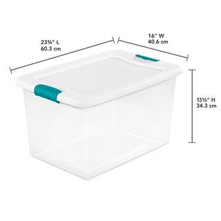 Sterilite 64 qt. Plastic Latching Storage Box Containers in Clear 12-Pack 12 x 14978006