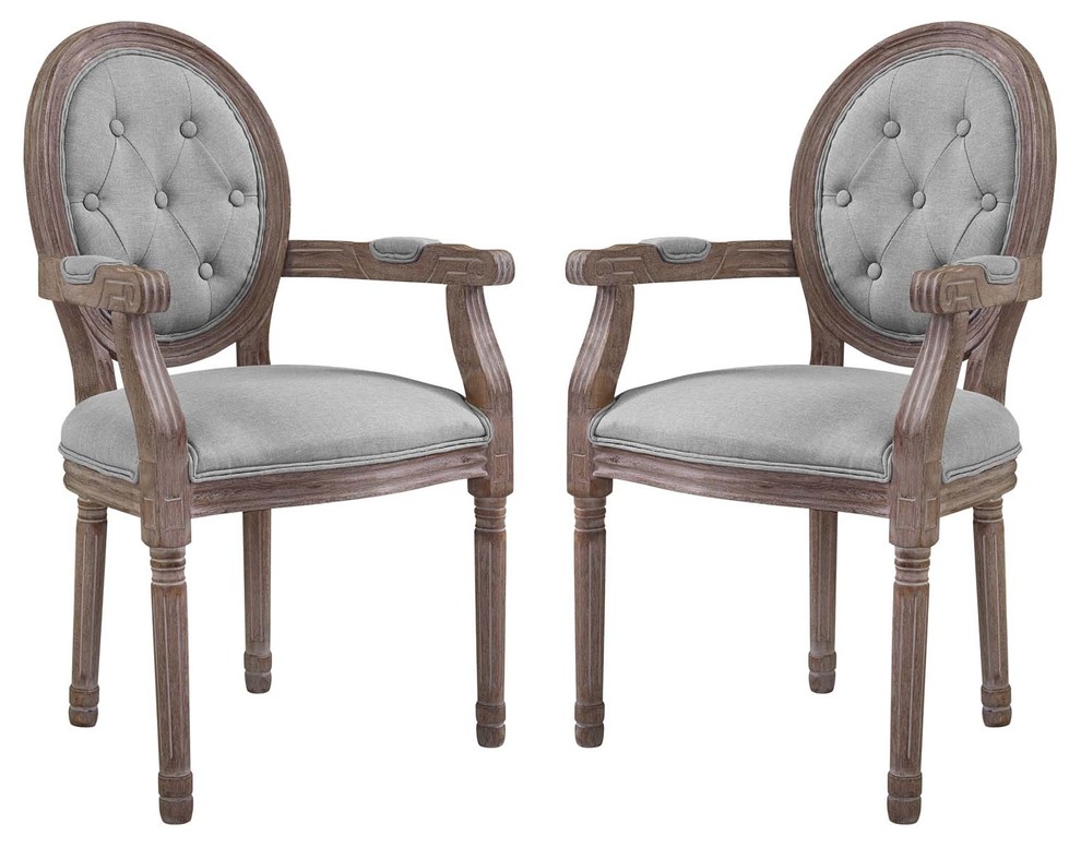 Country Farm House Dining Side Chair Armchair  Set of 2  Fabric Wood   Farmhouse   Dining Chairs   by House Bound  Houzz