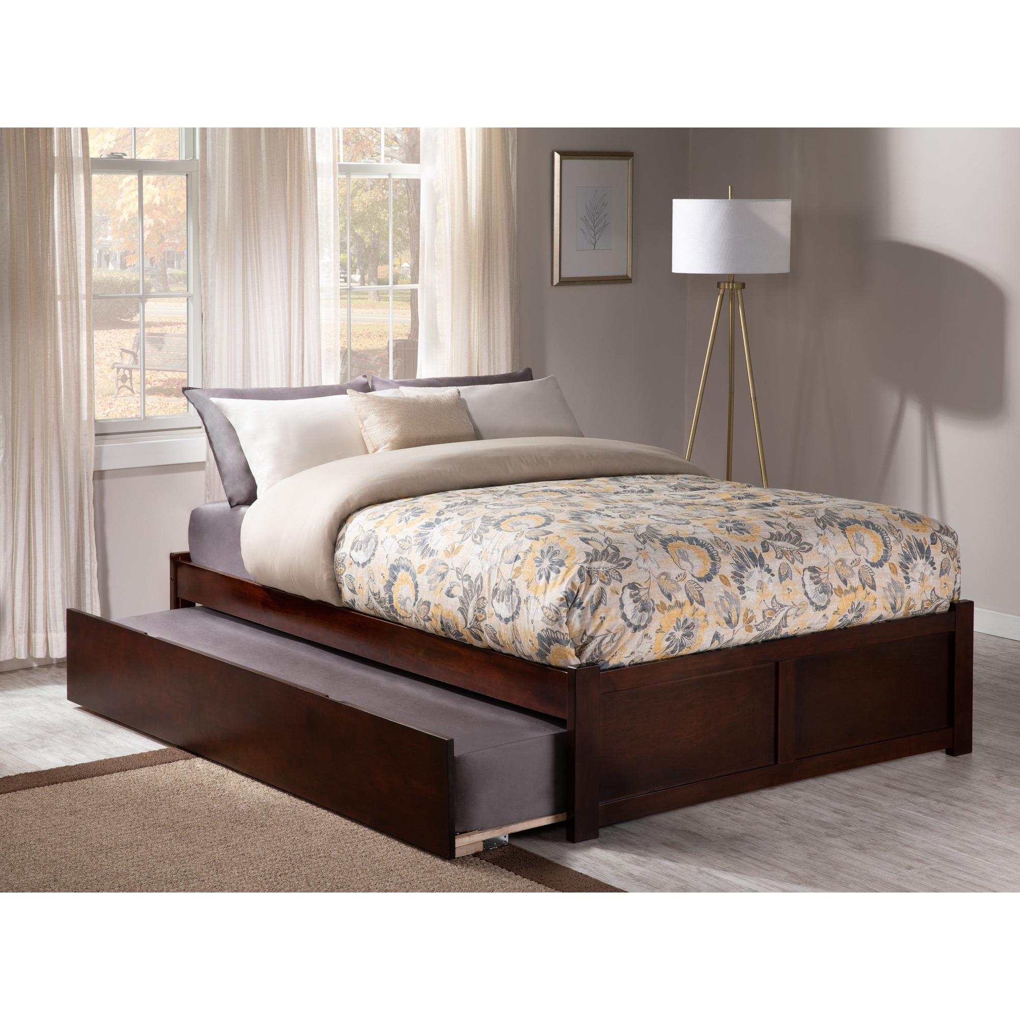 Concord Full Platform Bed with Flat Panel Foot Board and Twin Size Urban in Walnut