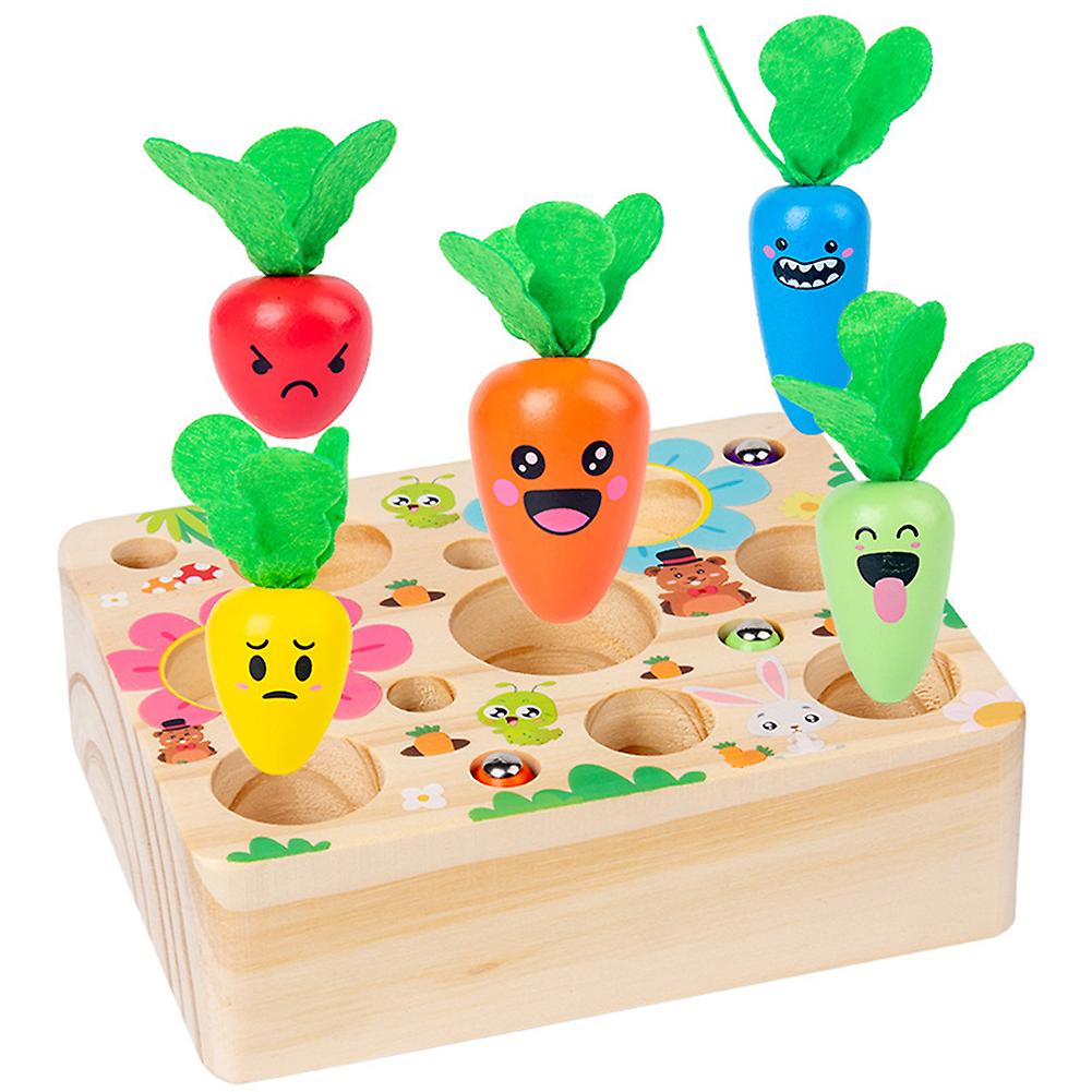 Wooden Assembling Toys Catch Bees Pull Carrots Catch Insect Game Jigsaw Puzzle Boys Girls Educational Toy