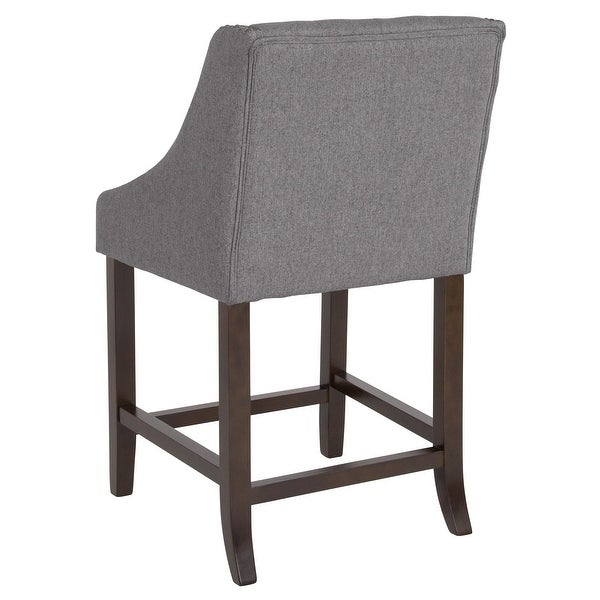 Transitional Tufted Upholstered/Walnut Finish Counter Stool (Set of 2)