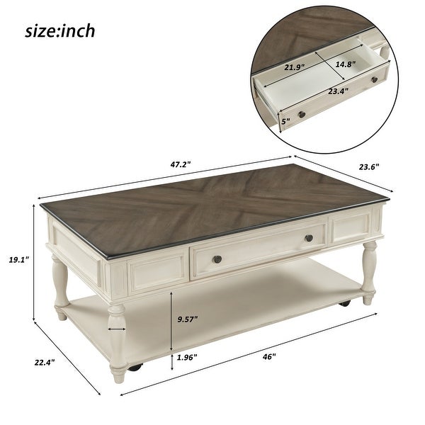 Retro Cocktail Table Coffee Table Easy Assembly Movable for Living Room Bedroom