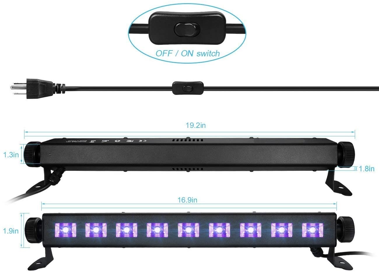 Gohyo 9 LED Black Light， 27W LED UV Bar Glow in The Dark Party