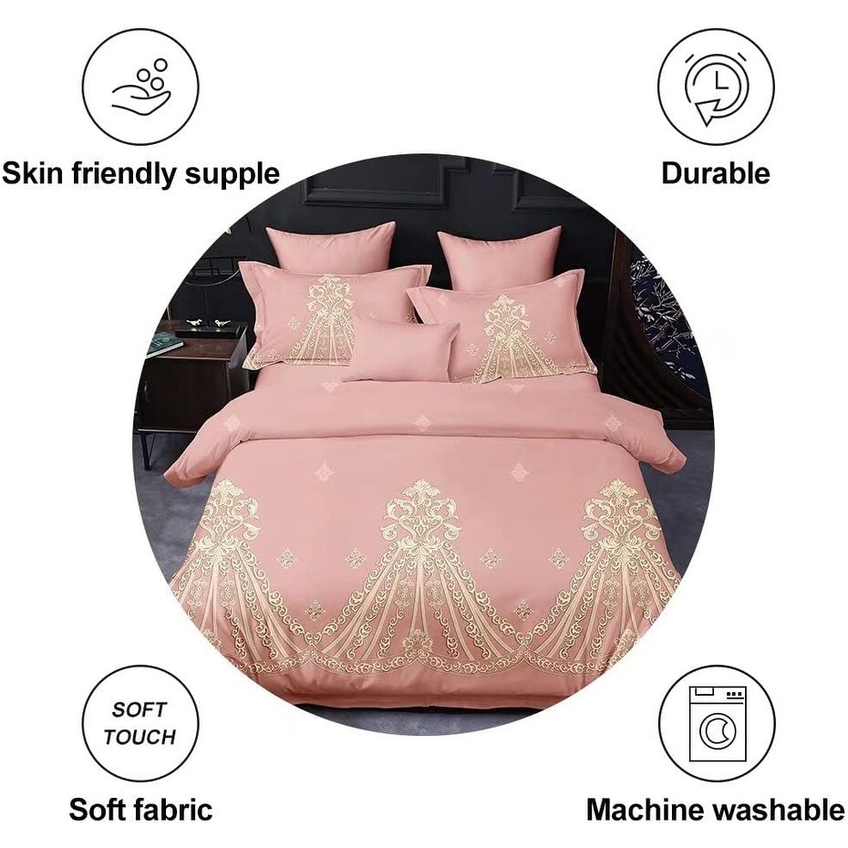 3 Pieces King Bedding Sets  Pink with Luxury Printing