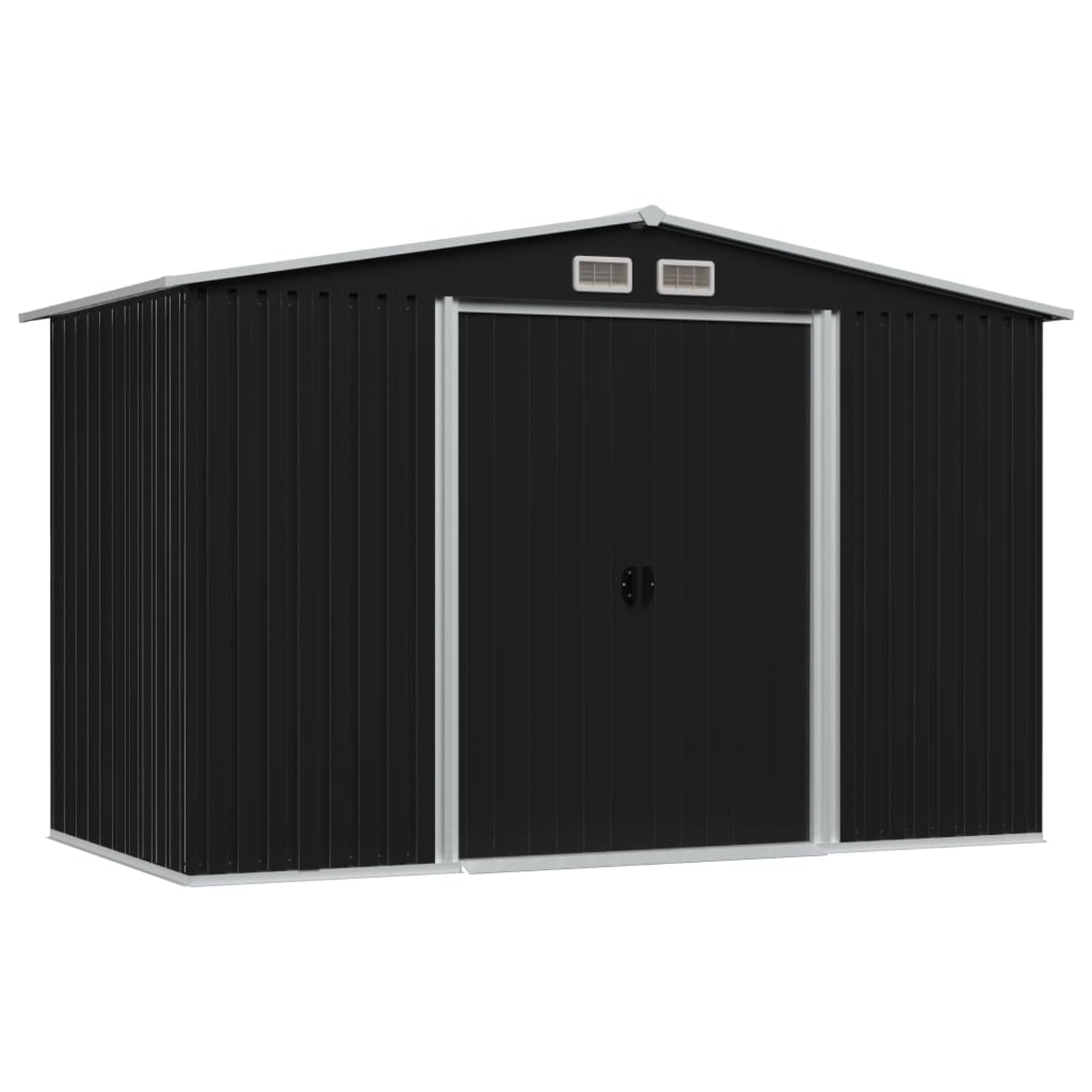 Lixada 6.73 x 8.43 ft. Garden Metal Storage Shed, Anthracite