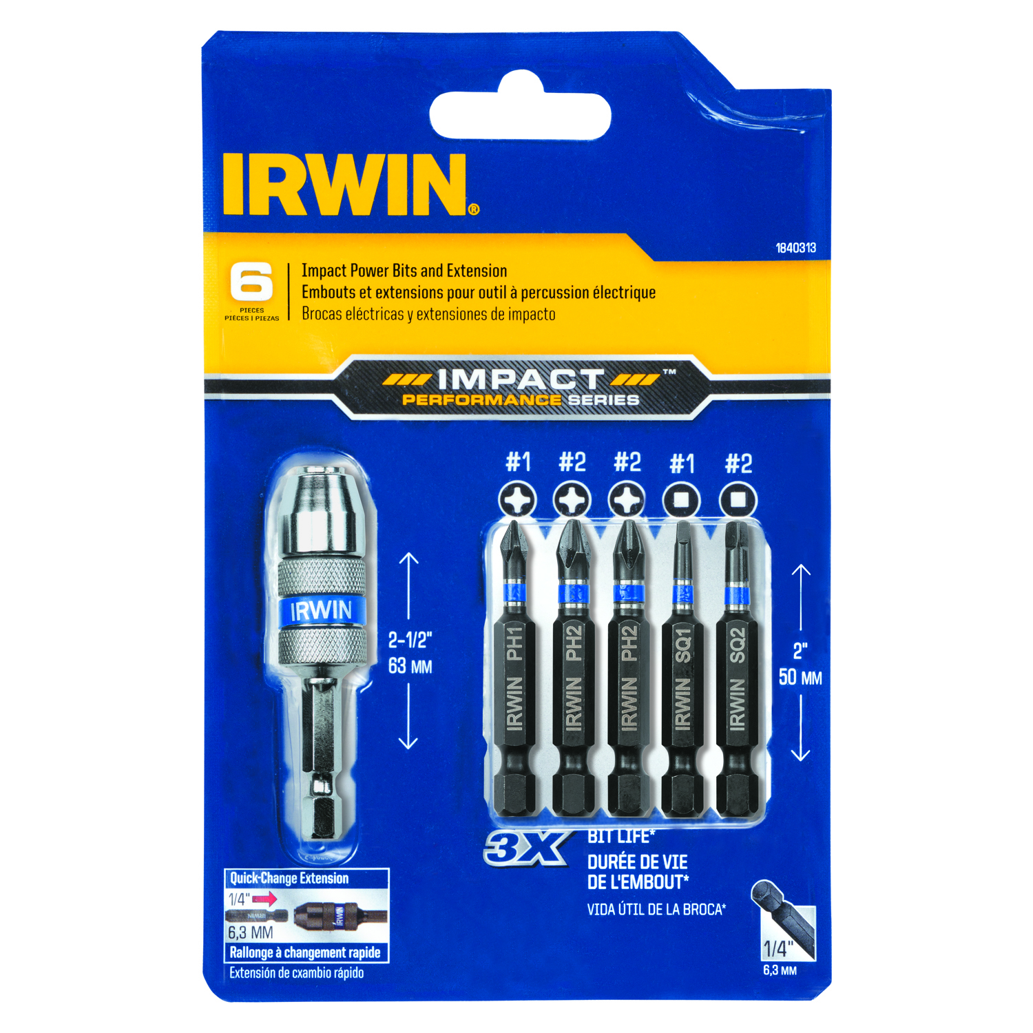 Irwin Impact Performance Series Phillips/Square Impact Drive Guide Set Steel 6 pc