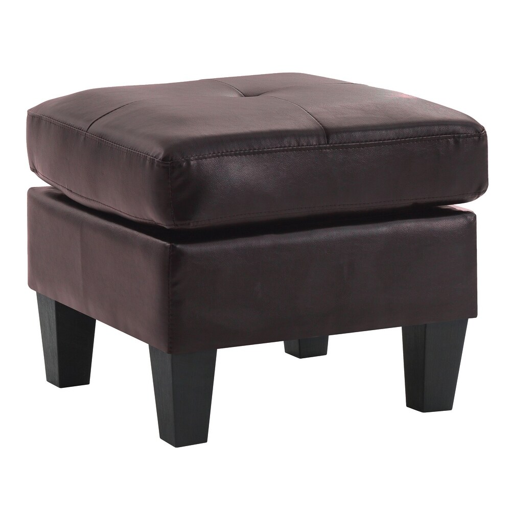 Small Faux Leather Square Ottoman