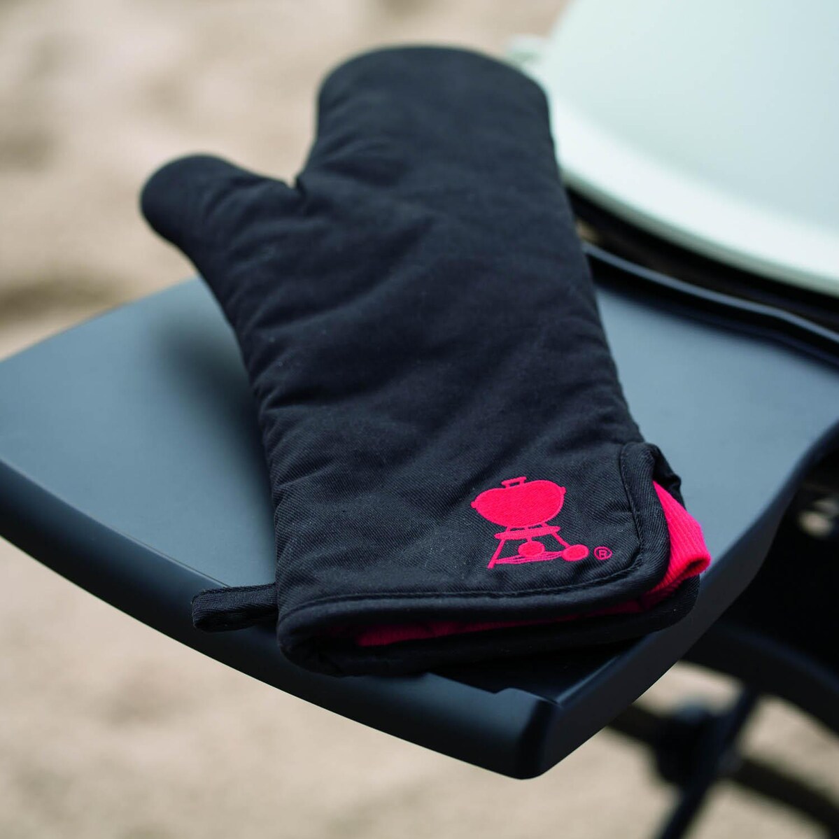 Weber 6532 Black With Red Kettle Cotton Grill Glove With Extra Long Cuff