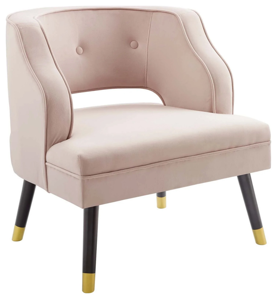 Finn Pink Button Tufted Open Back Performance Velvet Armchair   Contemporary   Armchairs And Accent Chairs   by Rustic Home Furniture Deco  Houzz