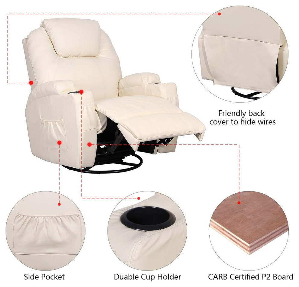 Living Room Recliner Massage Chair   Cream   Transitional   Recliner Chairs   by AffordableVariety  Houzz