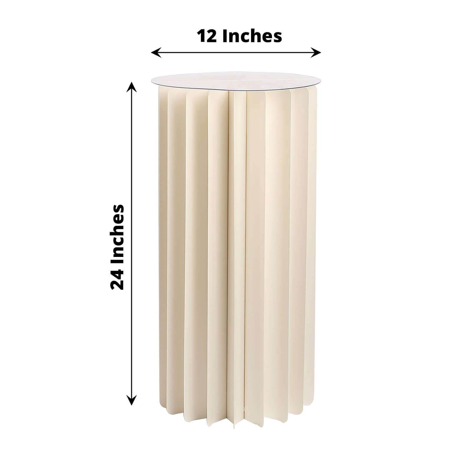 Ivory Cylinder Pillar Pedestal Stand, Display Column Stand With Top Plate 24