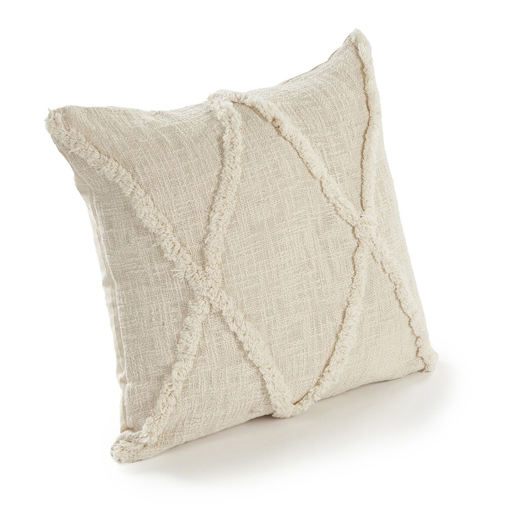 Solid Decorative Diamond Tufted Cotton Throw Pillow