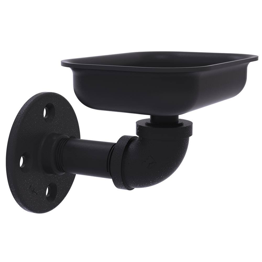 Allied Brass Pipeline Collection Wall Mounted Soap Dish in Matte Black P-600-WSD-BKM