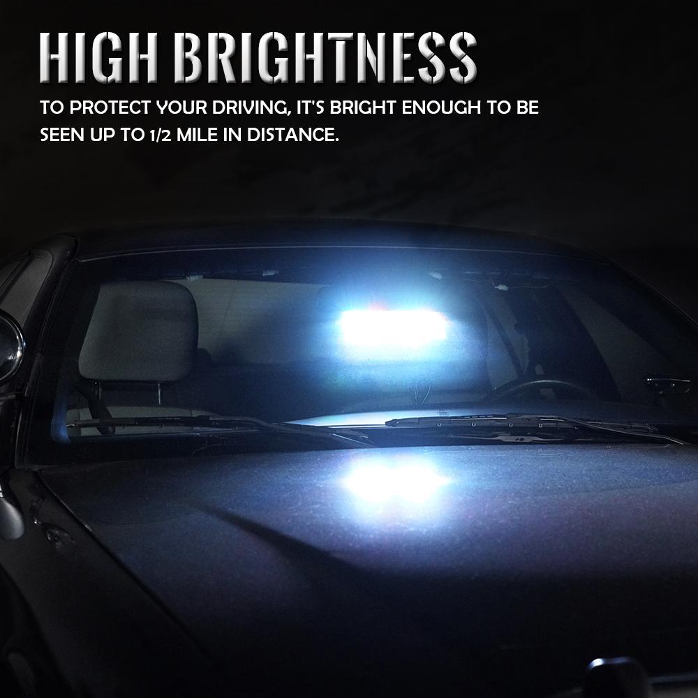 Xprite Undercover Series LED Strobe Lights For Dash / Windshield With Suction Cups - White Blue