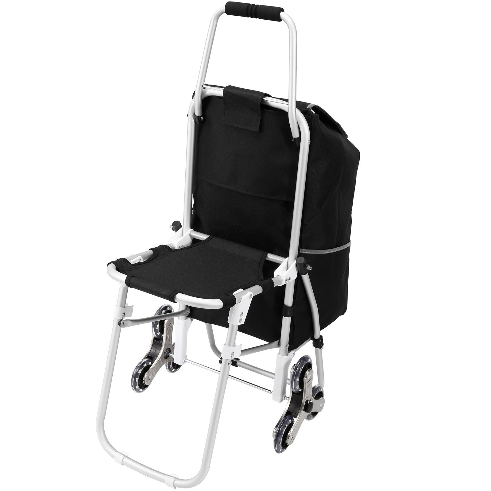 Sturdy 50L Foldable Shopping Stair Climbing Cart With Bag And Seat