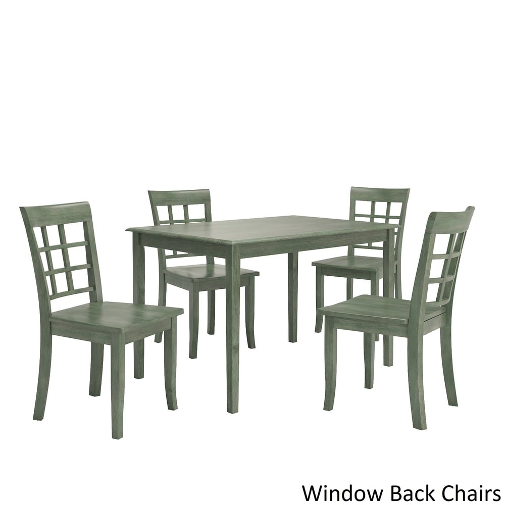 Wilmington II 48 Inch Rectangular Antique Sage Green 5 Piece Dining Set by iNSPIRE Q Classic