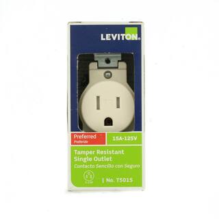 Leviton 15 Amp Commercial Grade Tamper Resistant Single Outlet Light Almond R56-T5015-0TS