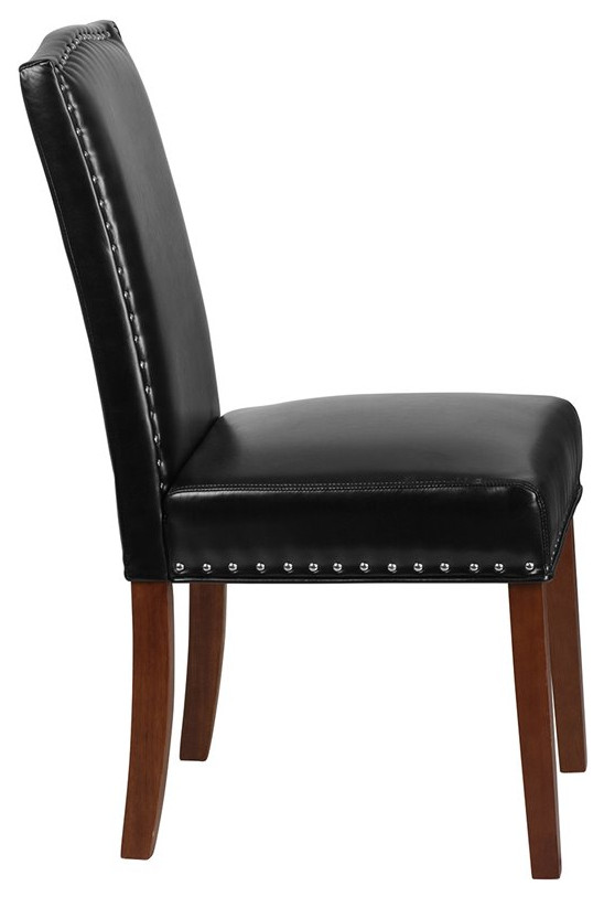 Flash Furniture Parsons Chair With Nail Heads In Black Leather   Contemporary   Armchairs And Accent Chairs   by BisonOffice  Houzz