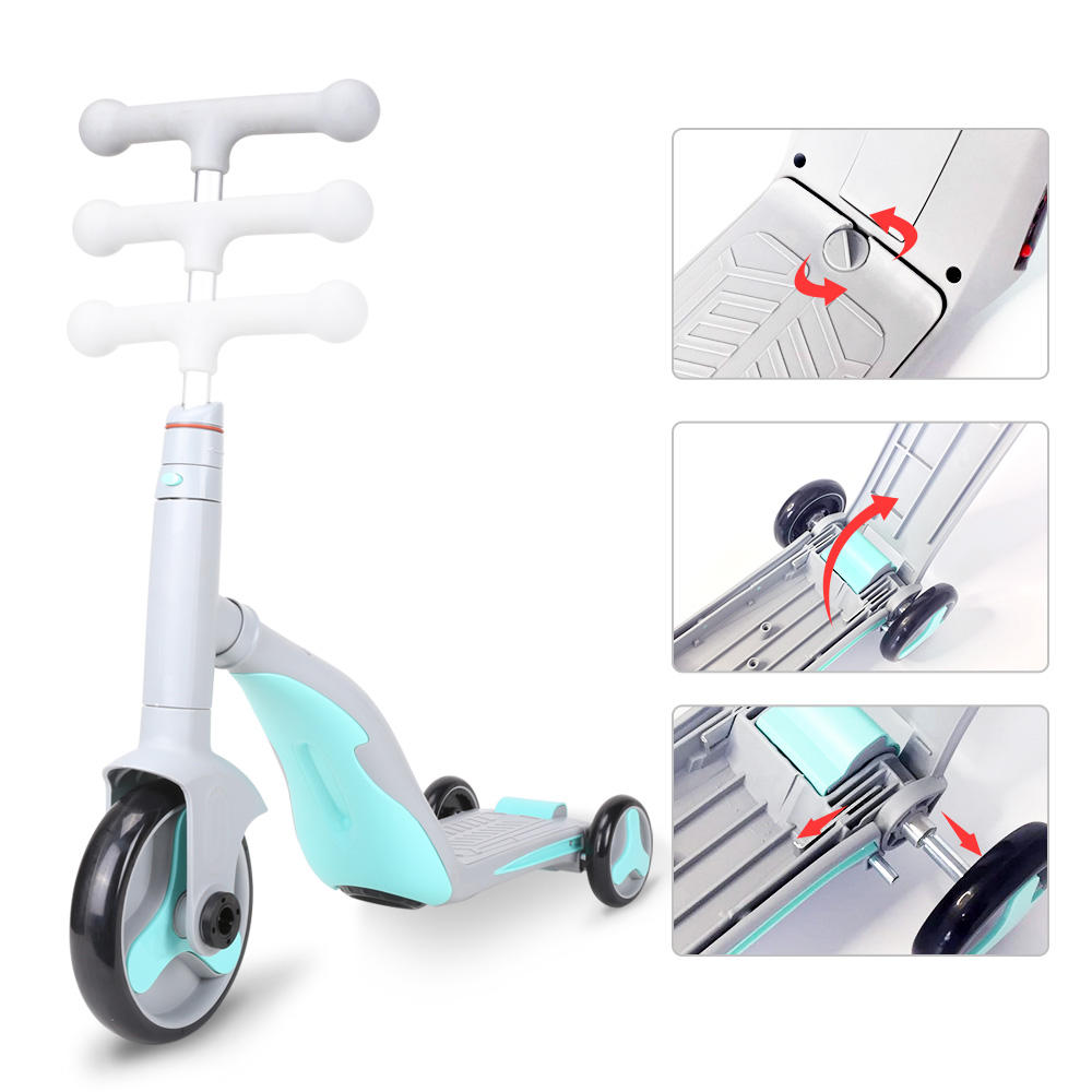 2021 new 3 wheels mini child kick scooter 3 in 1 ride a bike with music speaker seat