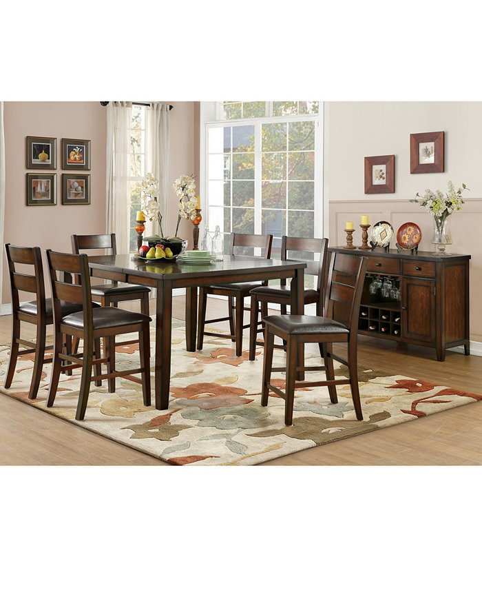 Homelegance Leona 7pc Dining Set (Counter Height Square Table and 6 Side Chairs)