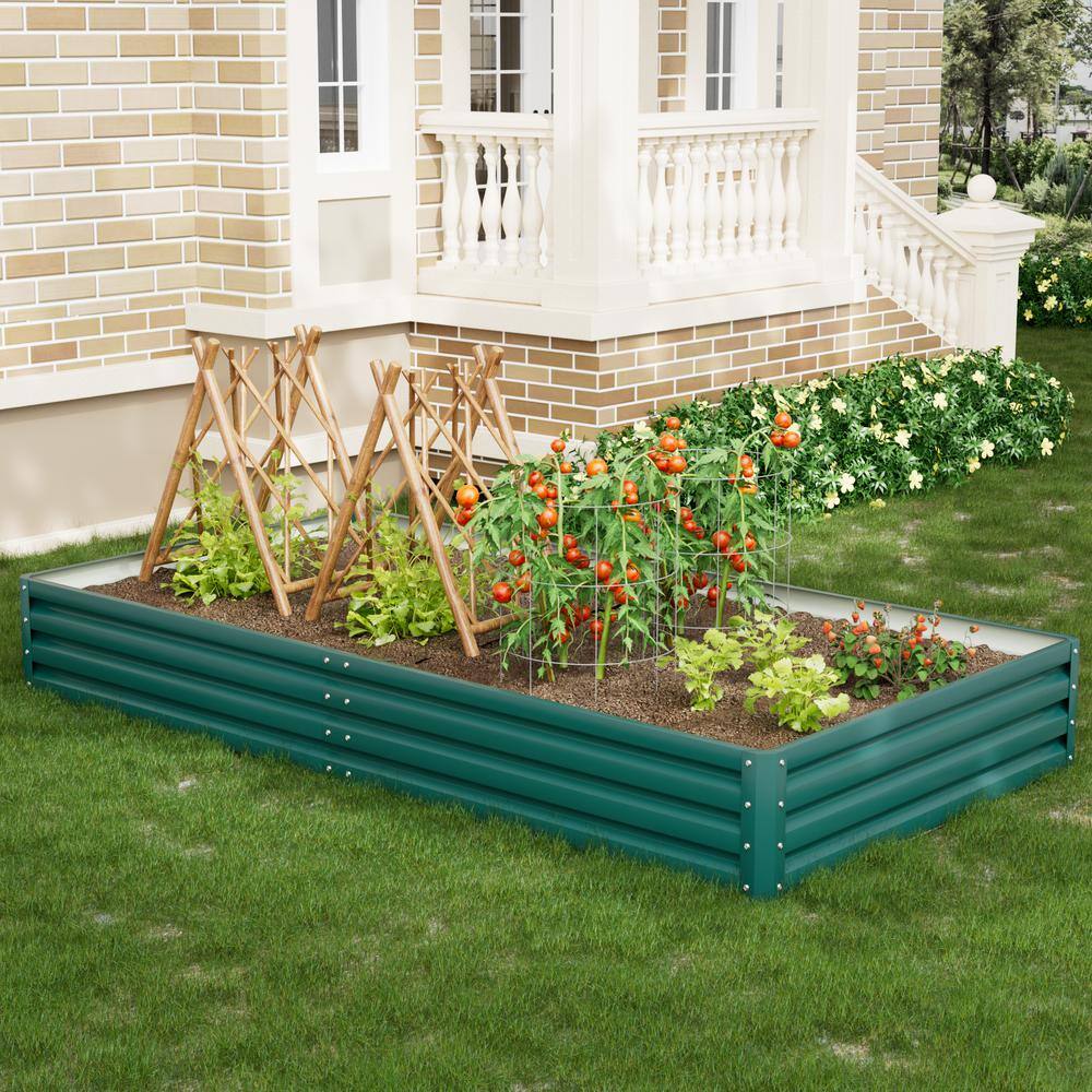 Tozey 8 ft. x 4 ft. x 1 ft. Galvanized Steel Raised Garden Bed Planter Box for Vegetables Flowers Herbs T-GB22-0074-9