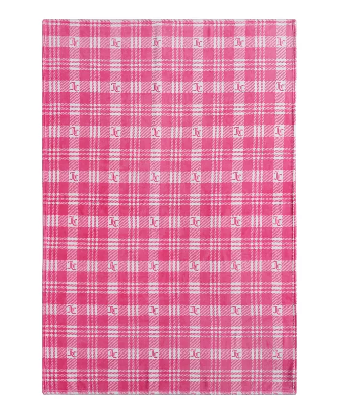 Juicy Couture Plush Plaid Fuzzy Throw， 50