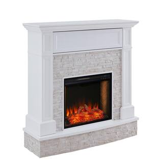 Southern Enterprises Bremma Alexa-Enabled Smart 48 in. Electric Smart Fireplace in White HD014531