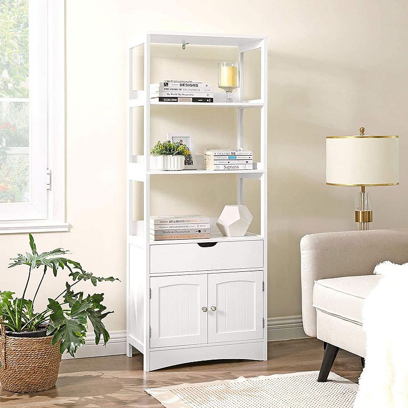 Free Standing Linen Tower， Bathroom Storage Cabinet， Bookcase