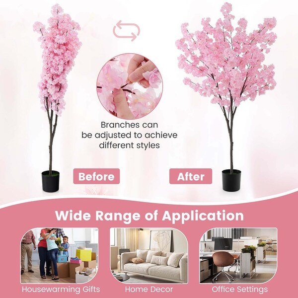 Costway 6.5 FT 1/2 PCS Tall Artificial Cherry Blossom Tree with 1170