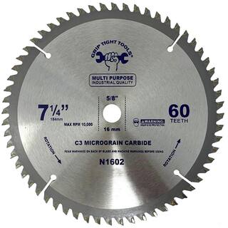 GRIP TIGHT TOOLS 7-14 in. Professional 60-Tooth Tungsten Carbide Tipped Circular Saw Blade for General Purpose  Wood Cutting (25-Pack) N1602-25