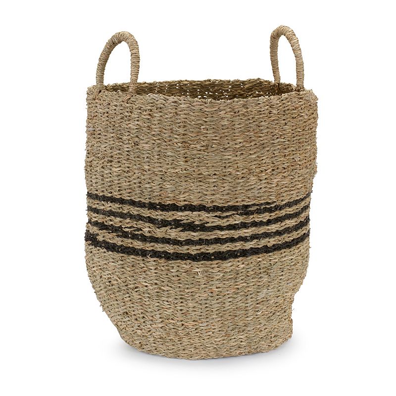 Striped Woven Seagrass Basket (Set Of 2)