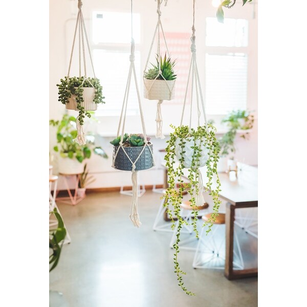 Artificial Plant STRING OF PEARLS MACRAME HANGING CERAMIC