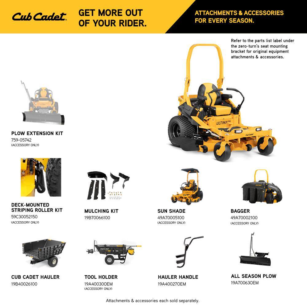 Cub Cadet Ultima ZTX4 60 in. Fabricated Deck 24 HP V-Twin Kohler 7000 Pro Series Engine Zero Turn Mower with Roll Over Protection Ultima ZTX4-60