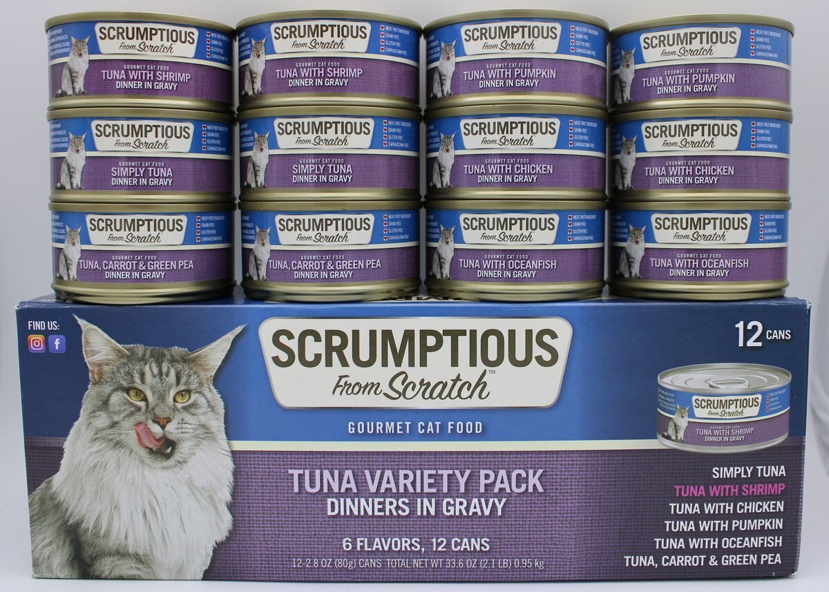 Scrumptious From Scratch Tuna In Gravy Variety Pack Canned Cat Food， 2.8-oz， case of 12