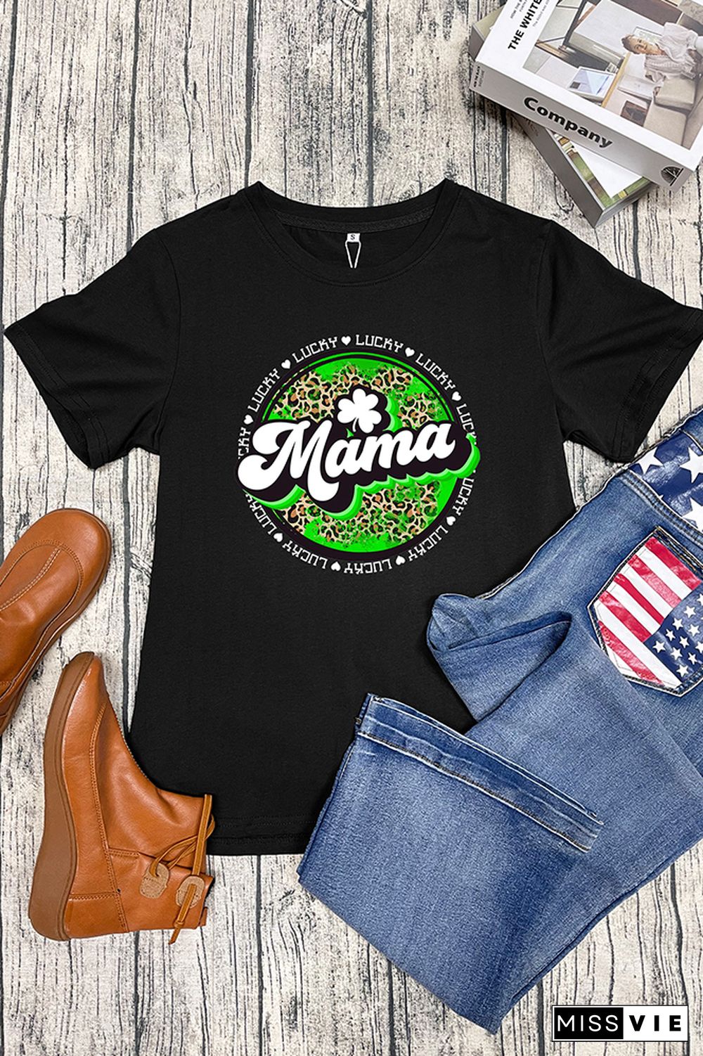 Lucky Mama Short Sleeve Graphic Tee Wholesale