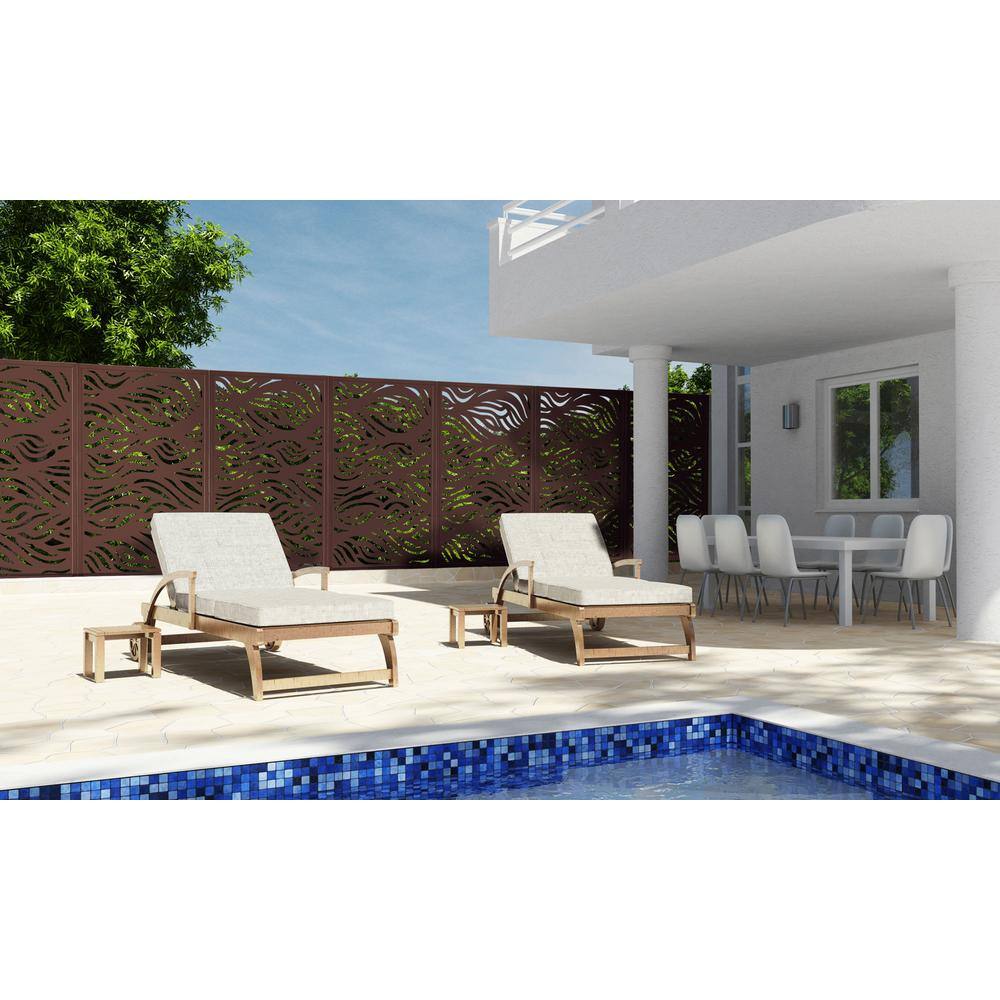 Modinex 5 ft. x 3 ft. Framed Espresso Brown Decorative Composite Fence Panel featured in The Waves Design USAMOD4EF