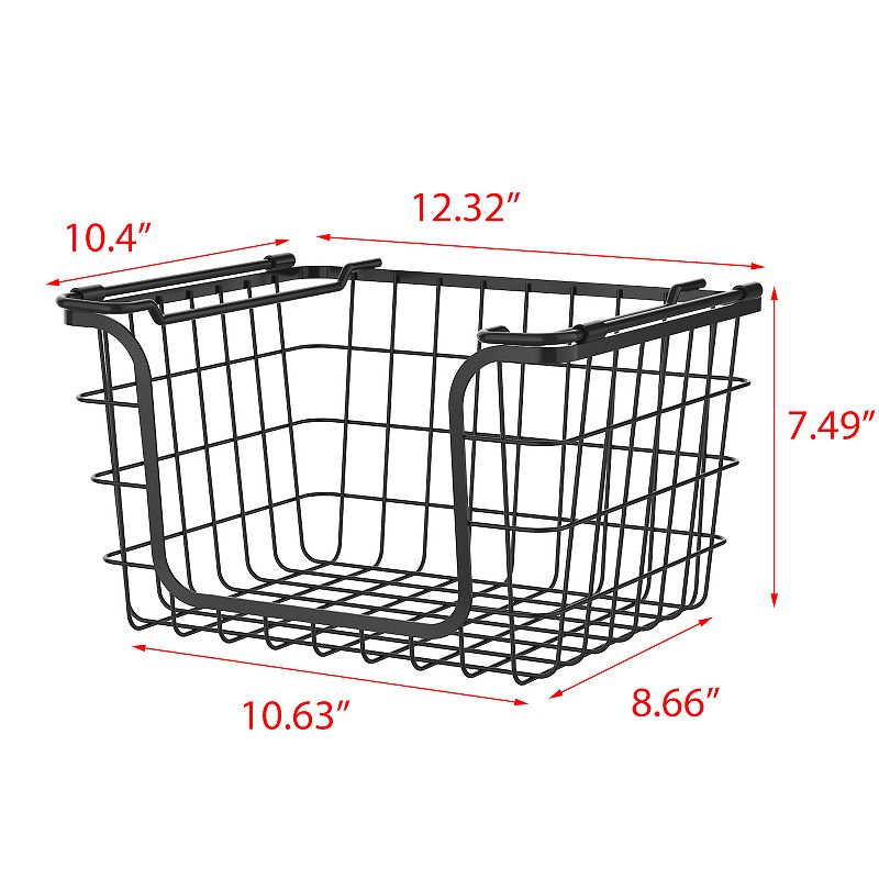 Oceanstar Stackable Metal Wire Storage Basket Set for Pantry， Countertop， Kitchen or Bathroom， Set of 3