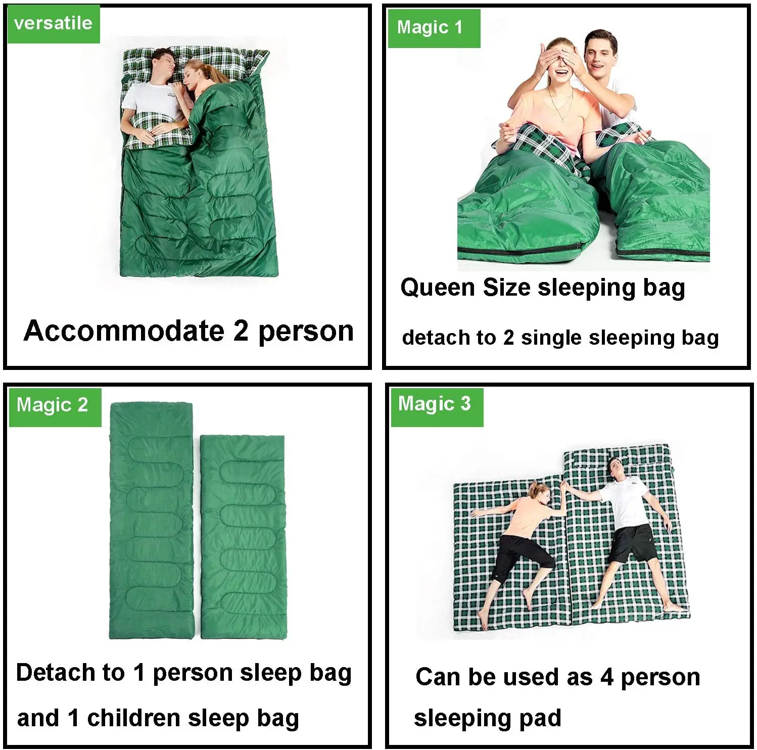 WOQI Wholesale warm Double people folding Envelope sleeping bag for camping hiking and Traveling