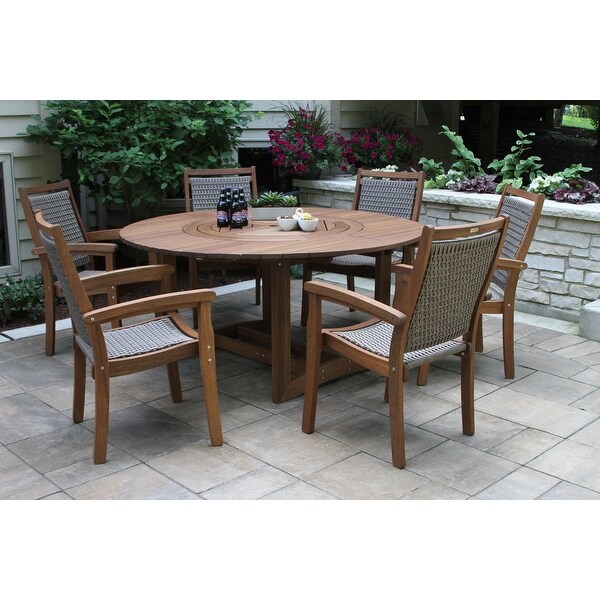 Eilaf 7 pc. Lazy Susan Set with Wicker Stacking Chairs