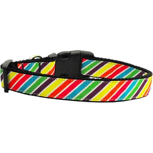 Mirage Pet 125-043 CT Striped Rainbow Nylon Cat Collar