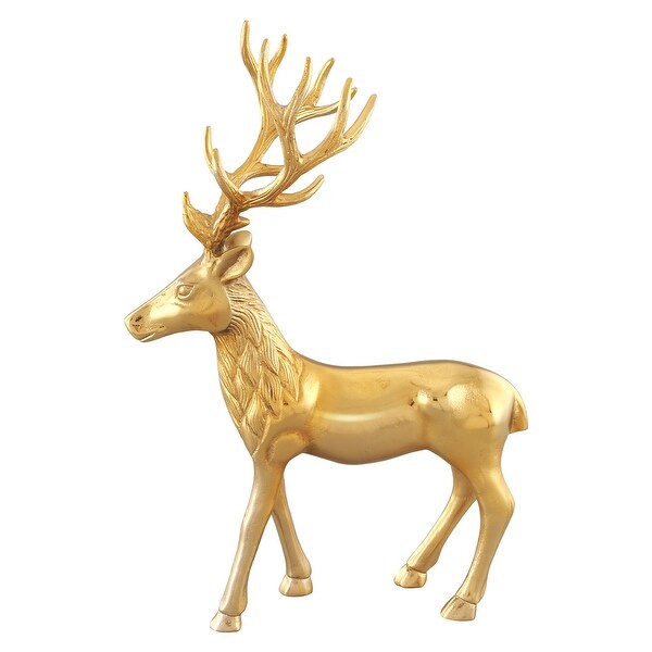 Costway Standing Reindeer Statue Aluminum Deer Sculpture for Indoors