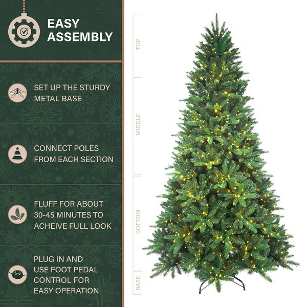 Fraser Hill Farm 9ft. York Pine Artificial Christmas Tree with Multicolor Color Changing 3MM LED Lights