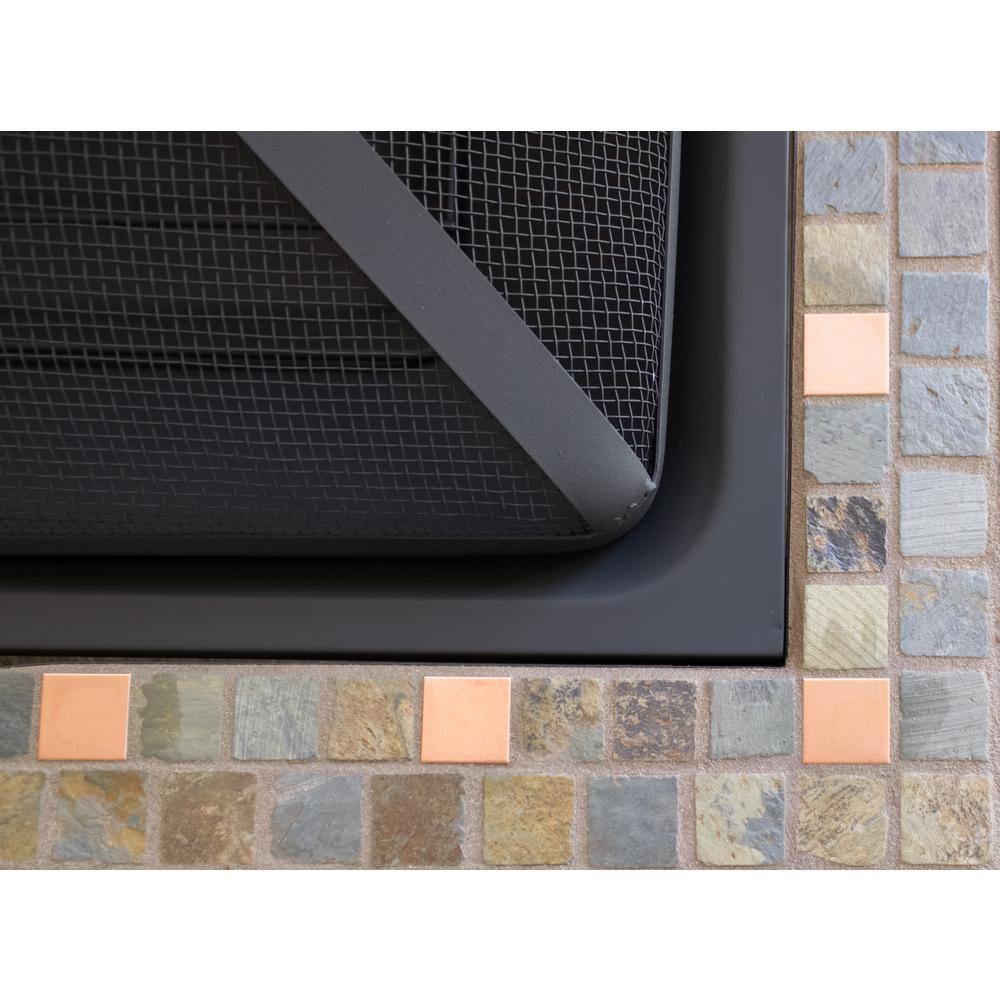 Hiland 30 in. x 19.5 in. Square Slate Tile Fire Pit FTB-51161B