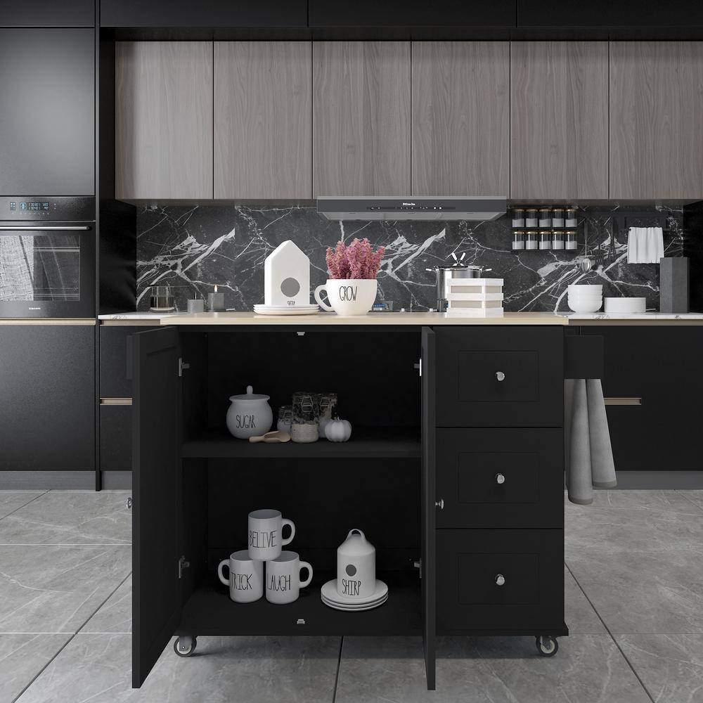 wetiny Black Kitchen Island WF0107287035AAB