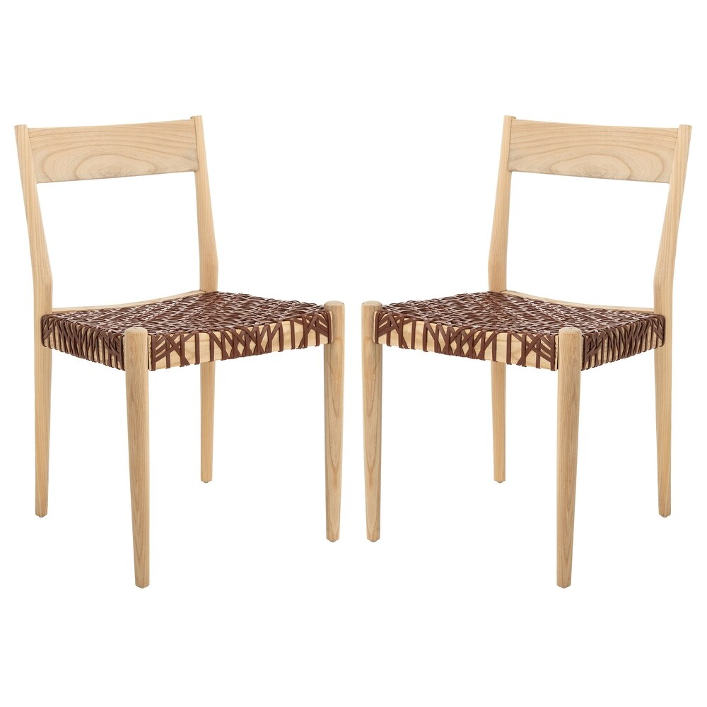 SAFAVIEH Pranit Woven Leather Dining Room Chair (Set of 2)   18.5\