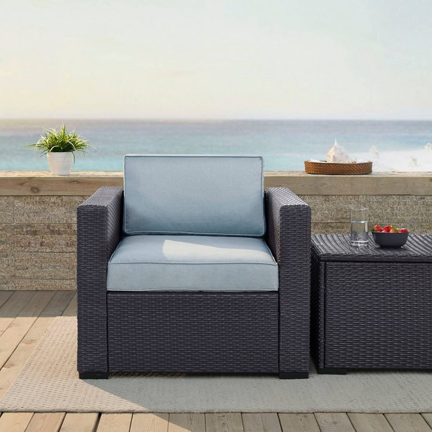 Biscayne Outdoor Wicker Armchair Mist Crosley