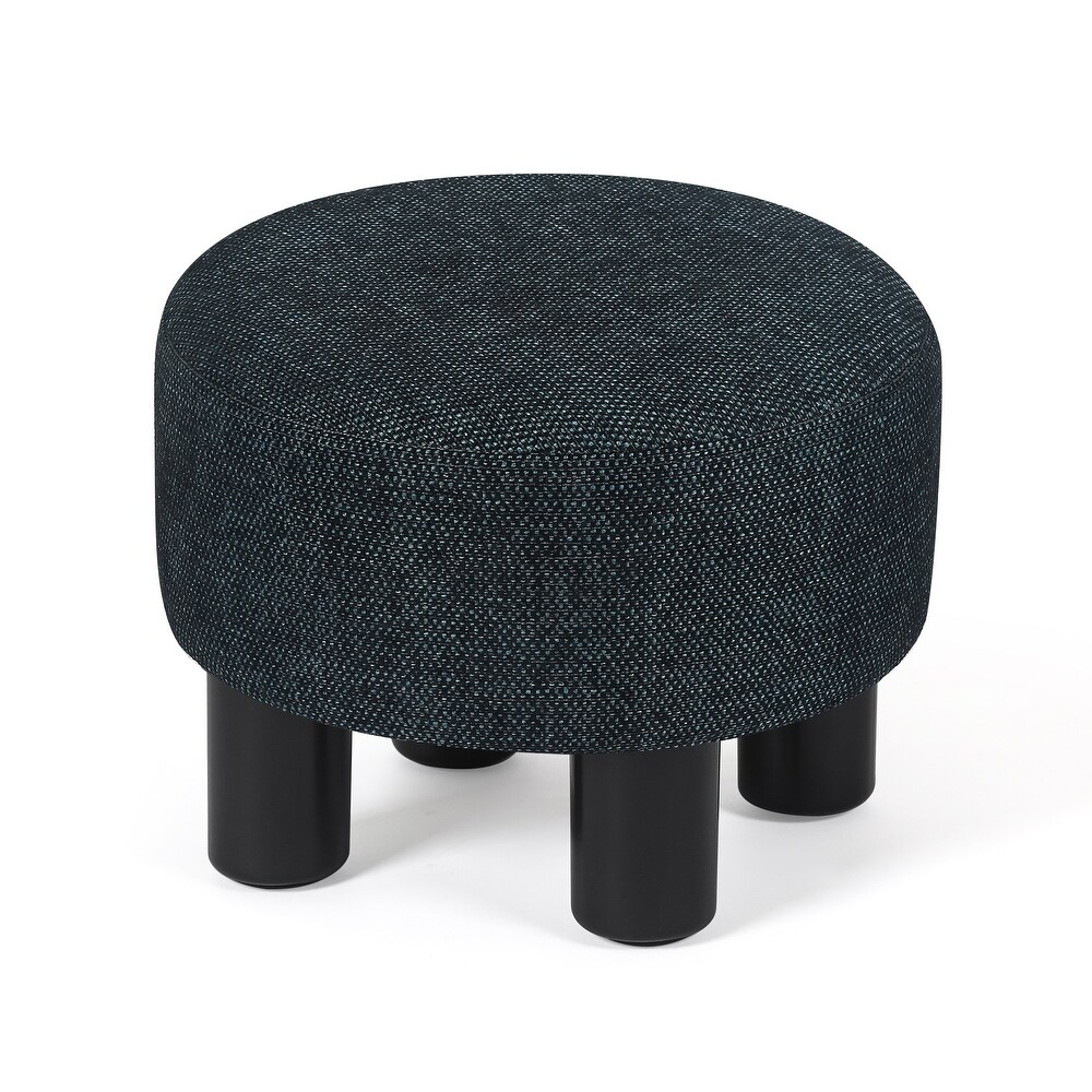 Adeco Round Ottoman Velvet Footrest Stool Modern Padded Seat Footstool