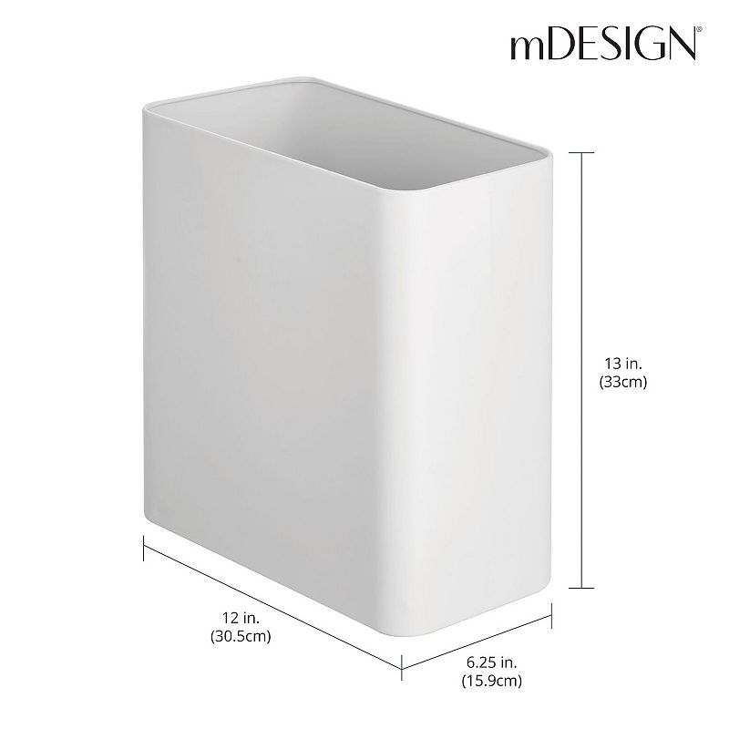 mDesign Stainless Steel Rectangular 2.6 Gal. Bathroom Trashcan